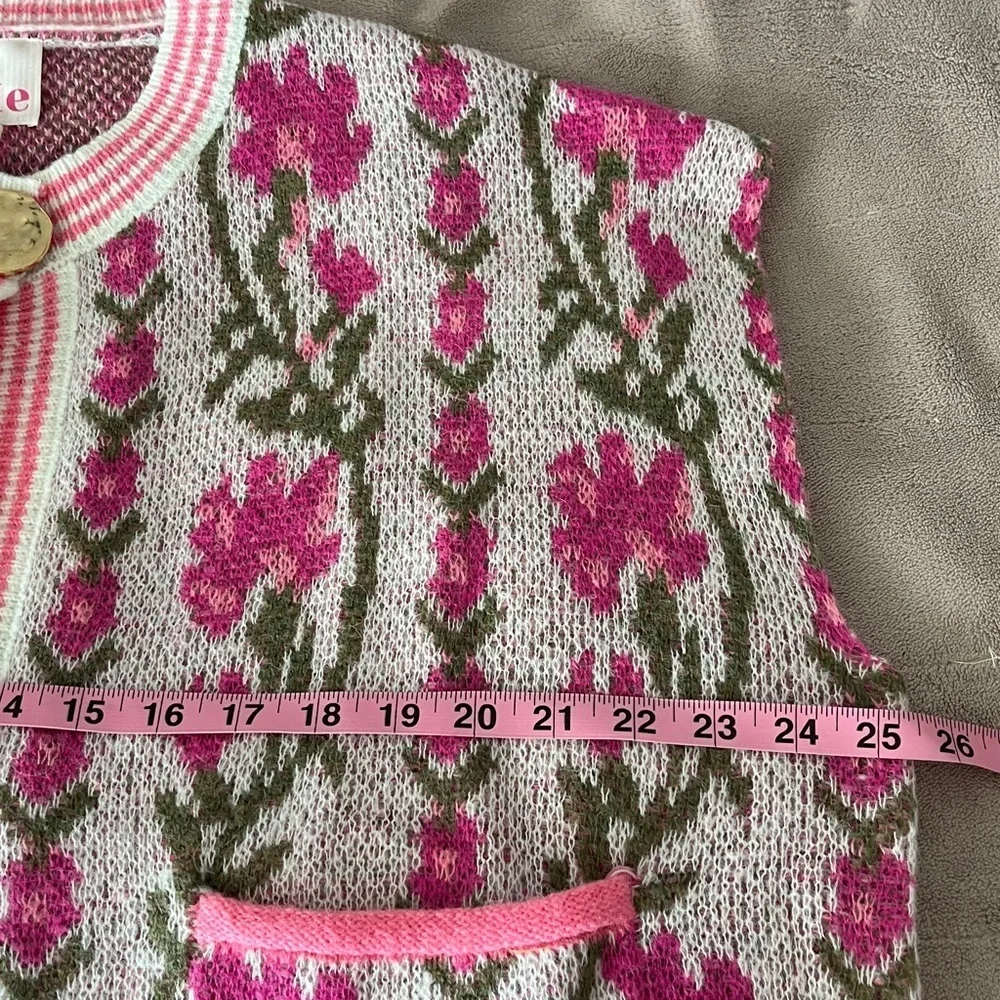 So Me Pink and White Patterned Sweater Size XL NWT - Picture 8 of 11